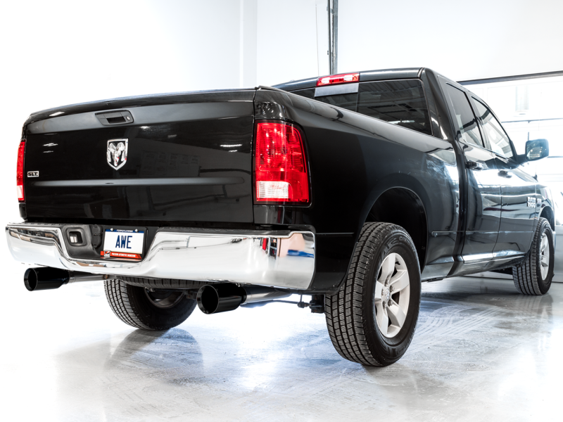 AWE Tuning 09-18 RAM 1500 5.7L (w/o Cutout) 0FG Single Side Exit Cat-Back Exhaust - Diamond Blk Tips