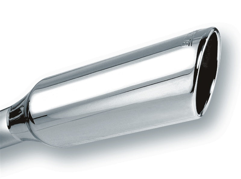 Borla 2.25in Inlet 4in Round Rolled Angle Cut x 12in Long Embossed Exhaust Tip