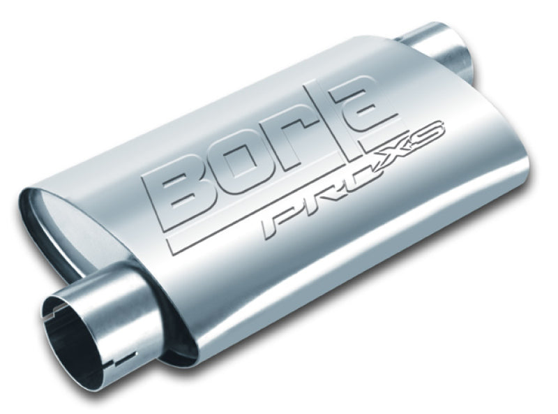 Borla Universal Pro-XS Muffler Oval 2.5in Inlet/Outlet Offset/Offset Notched Muffler